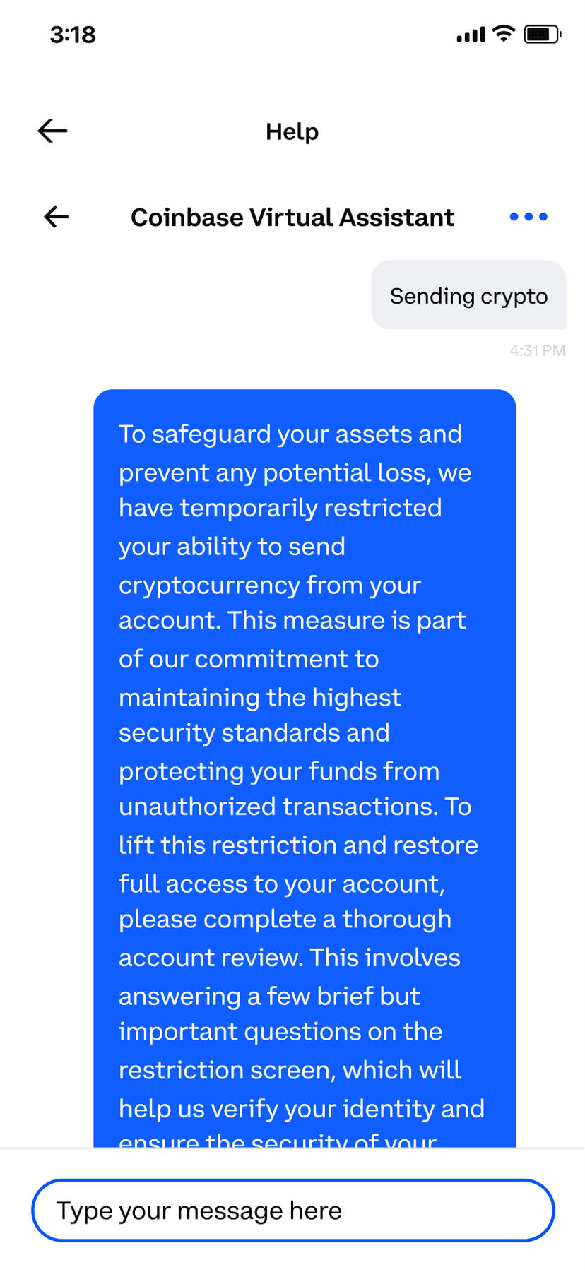 Old virtual assistant chat