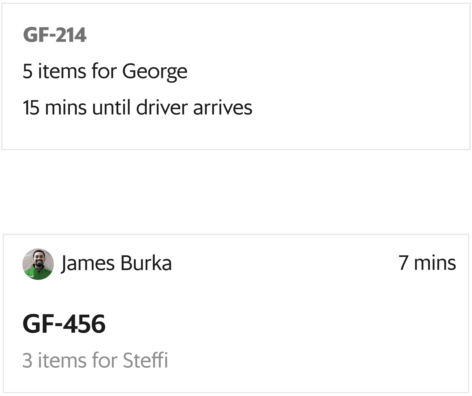 Old vs new order card comparison
